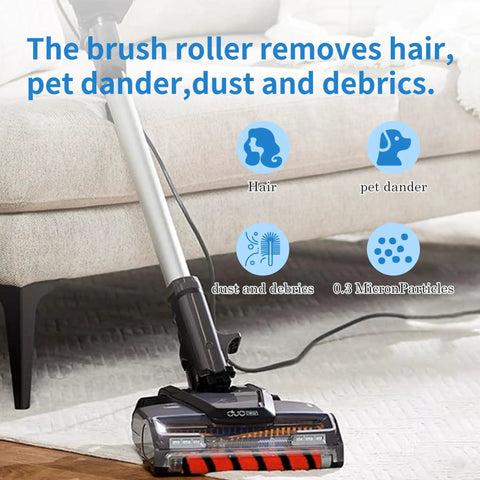Soft Bristle Brushroll HEPA Foam Filter Replacement Kit for DuoClean NV800 removes hair and pet dander from carpet