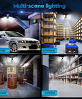2 Pack LED Garage Light Set Deformable 150W Ceiling Light With Six And One Adjustable Panels, 30000LM in garage, warehouse, basement, workshop