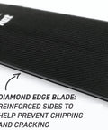Close-up of Sting Plus Dragon Boat Paddle Turtle Design with diamond edge blade and text about reinforced sides, IDBF approved.