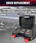 Heavy Duty Annular Cutter Kit With Magnetic Drill Press Bits And Three Quarter Inch Weldon Shank For smooth knockout drilling in storage case with drill bits and hex key.