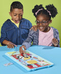 Kids enjoying the Legit Awesome Bluey Pediatrician Board Game For Kids Featuring Electronic Talking Sound Effects and All In One Carry Case.