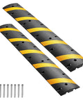 Beefy Rubber Driveway Speed Bumps 2-Pack, 6-Foot 2-Channel Modular Traffic Humps, 22,000 Lbs Axle Load Capacity, 72-Inch Cable Protector Ramp