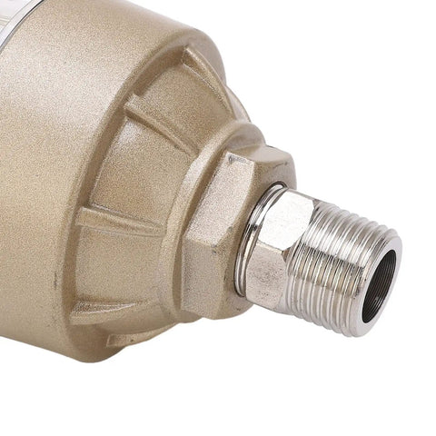Close-up of Automatic Pneumatic Water Drain Valve For Air Compressor And Cooling Systems - Easy Install Clear G1/2 Inch connection.