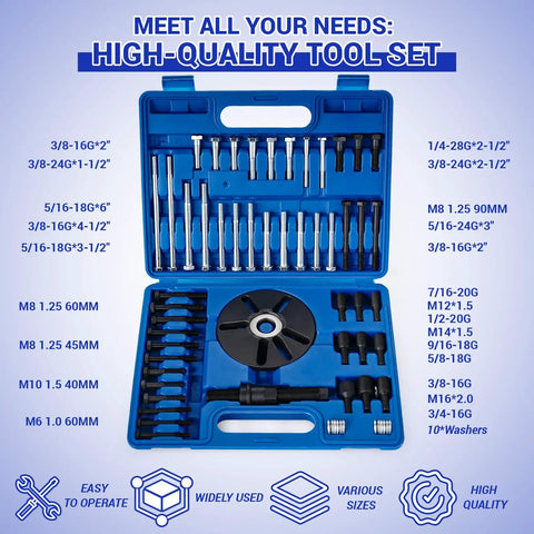 59 Piece Harmonic Balancer Puller And Installer Kit For Crankshaft Pulleys And Steering Wheels Flywheel Remover With Metric And SAE