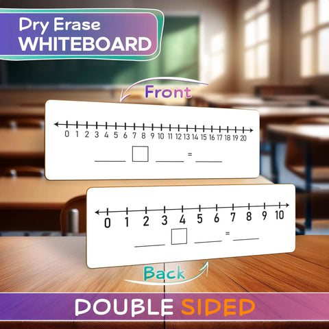 Double Sided Dry Erase Number Line Lapboard 4x12 Inch for Students, 0-10 On One Side, 0-20 On The Other, Classroom Whiteboard