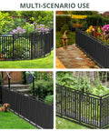 Rustproof Metal Garden Fence Kit 36ft Long 40in High with 14 Panels and 2 Gates in Black Silver finish for multi-scenario use.