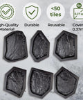6 Pack Flagstone Paver Molds For Concrete, Reusable ABS 2mm Cement Casting Forms displayed with durability icons