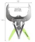 Piston Ring Pliers And Expander Tool For Automotive Engines, 80 To 120 Mm Range, steel with green dipped grip handles, front view