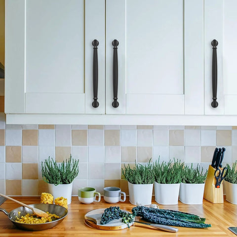 Kitchen featuring 18 Inch Matte Black Appliance Pull Cabinet Hardware Solid Heavy Duty Kitchen Cabinet Pulls for Cupboards and Drawers.