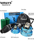 Beginner Slackline Kit With 50 Foot Main Line And Training Line, Tree Protector, Ratchet Covers, Carry Bag, And Instruction Guide