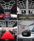 Hexagon LED Garage Light 14 Grid Octagon Shop Light 6500K Daylight White Hella Bright 61560 Lumens installed in various facilities