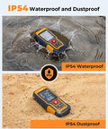 262 Ft Laser Tape Measure For Home DIYers And Real Estate Pros, Fast Accurate Readings Under 0.5s, Switch Between M In Ft And Front Or Rear Reference, Portable Pocket Laser Measuring Tool For Jobsites, orange ABS body in water and sand