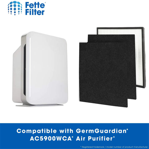 Replacement Filter J For GermGuardian Air Purifiers, Fits FLT5900 Series AC5900WCA And AC5900WDLX, 2 Pack With Four Activated Charcoal Filters