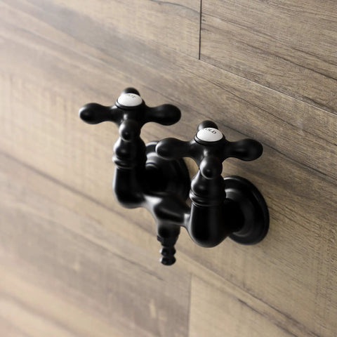 Matte black Vintage Vibe Clawfoot Tub Faucet Matte Black Wall Mount Brass Fixture With Drip Free Ceramic Disc 7 GPM At 80 PSI