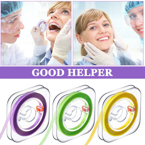 Dental Polishing Strips Set Three Rolls 4mm By 600mm For Pre Polishing Polishing And Shaping With Coarse Purple, Medium Green And Fine Yellow Colors