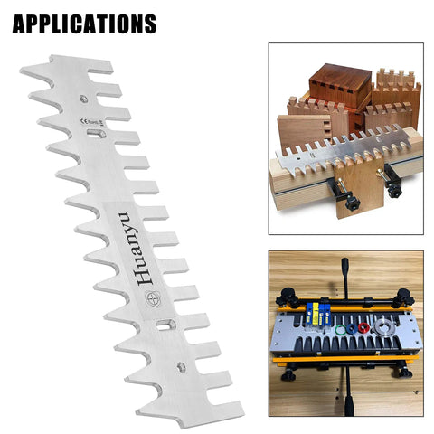Heavy Duty Dovetail Template Kit With Solid 1/4 Inch Shank Bit And 15/16 Inch Guide Bushing Set Premium Aluminum Alloy Drawer Jig close-up view.