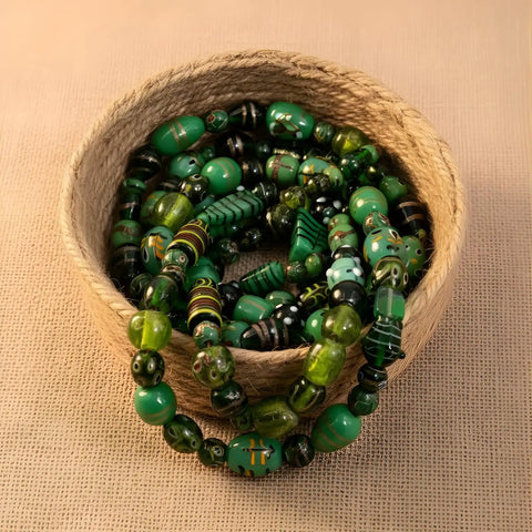 Artisan Lampwork Glass Beads In Vibrant Green Shades With Assorted Fancy Spacer Shapes To Kick Up Your DIY Jewelry Game And Keep Your Craft Stash Looking Fresh And Totally Legit