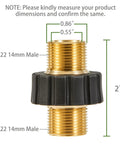 Heavy Duty M22 14mm Male To M22 14mm Male Swivel Pressure Washer Adapter Set For Quick Connect Hose And Power Washer Equipment Durable Swivel Fittings With Upgraded Removable Shell For Easy Attachments, brass male adapter with black swivel shell