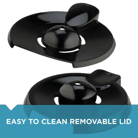 Top view of easy-to-clean black lid for Replacement 12 Cup Coffeemaker Carafe With Black Handle For 12 Cup Programmable Models.