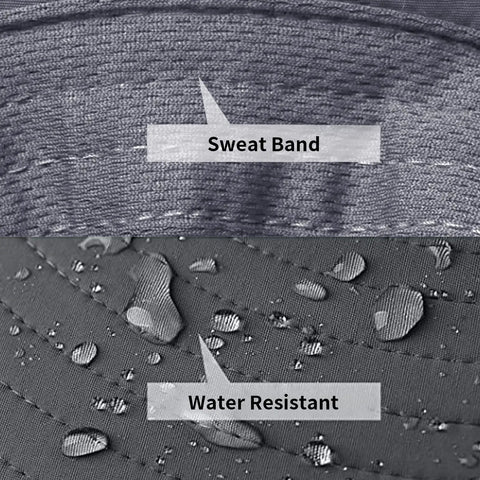 Close-up of Go To Sun Hat For Men And Women With UPF 50 Plus Protection showing sweatband and water-resistant fabric detail