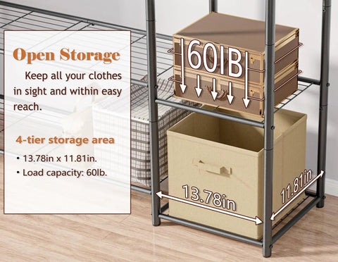 Storage Game Changer, Heavy Duty Portable Wardrobe Closet, Spacious Clothes Rack Organizer With Four Tier Shelves, Breeze To Set Up, And Dedicated Shoe Rack For Bedrooms Or Apartments