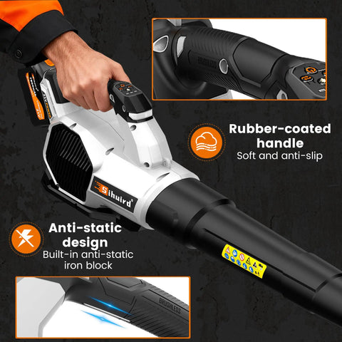 Cordless Leaf Blower 765 CFM With 2x7.8Ah Batteries And Rapid Charger, 3 Speed Plus Turbo Mode, LED Light, Shoulder Strap