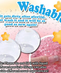 Close-up of DIY Stress Ball Kit showing clear stress balls and pink filling beads for customizable stress relief experience.