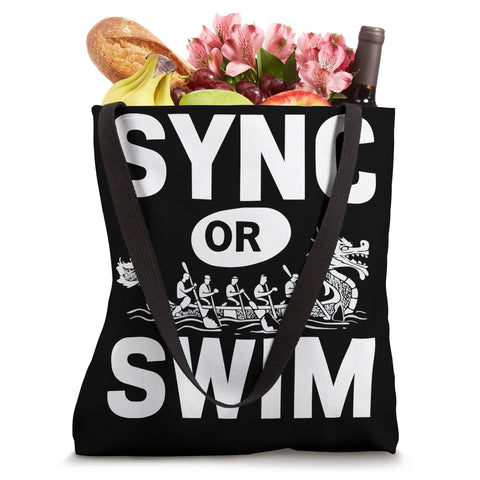 Dope Dragon Boat Paddler Tote Bag For Dragonboating Fans Sync Or Swim Inspired Gear filled with groceries and flowers