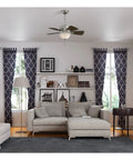 Living room with 34 Inch Indoor Ceiling Fan With LED Light And Pull Chain, Standard Mount, 5 Blades, in Brushed Nickel Finish