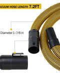 Direct Replacement Shop Vac Hose 1-7/8 Inch For 6-10 Gallon Wet Dry Vac Fits Standard Attachments, 7.2ft Length