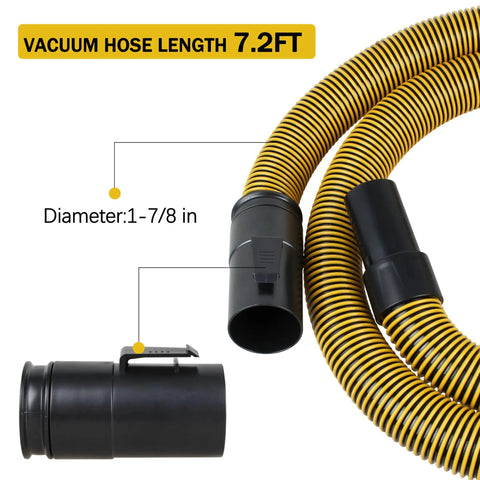 Direct Replacement Shop Vac Hose 1-7/8 Inch For 6-10 Gallon Wet Dry Vac Fits Standard Attachments, 7.2ft Length
