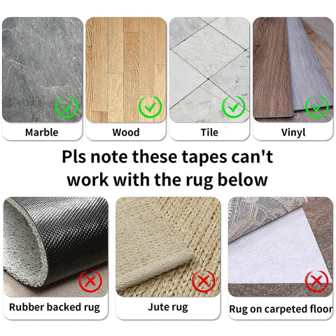 16 Pcs Non Slip Rug Grippers Keep Area Rug Corners Flat Prevent Curling On Marble Wood Tile Vinyl Not Rubber/Jute Carpets
