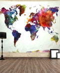 Watercolor World Map Tapestry For Home And Classroom Dope Educational Geography Wall Hanging Decor Colorful World Map Art On Lightweight Polyester Durable And Easy To Hang Available In Three Sizes.