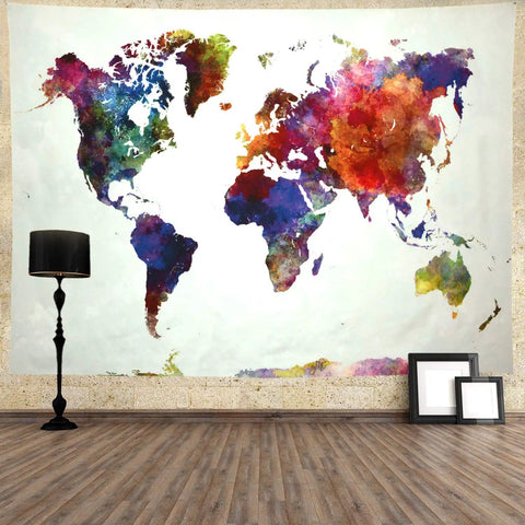 Watercolor World Map Tapestry For Home And Classroom Dope Educational Geography Wall Hanging Decor Colorful World Map Art On Lightweight Polyester Durable And Easy To Hang Available In Three Sizes.