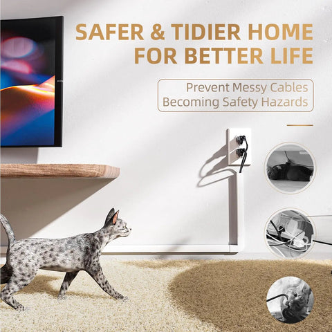 Living room scene with Cable Hider For Walls 315 Inch Long Cord Covers For 2 To 3 Wires On Wall TV Cords installed