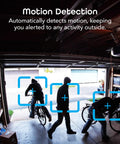 1080p Outdoor Security Camera With Night Vision, Weatherproof, captures motion alerts in dark garage with two people on bikes