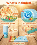 Tropical Island Party Supplies Set For 10 Guests With Polynesian Style Disposable Tableware Including Plates Cups Napkins And Tablecloth