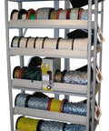 Pro Level Three Sided End Cap For Square Pails Display With Chain And Cable Reel Storage Rack Built Tough for organizing varied cable spools.