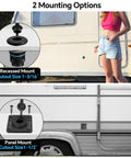 Image showing two mounting options for Waterproof Pass Through RJ45 Wall Socket For Starlink Gen3 on RV exterior.