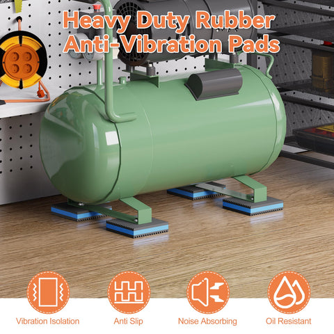 Heavy Duty Rubber Anti-Vibration Pad Kit 4x4 Inch With Blue EVA Center Isolation Pad under air compressor for vibration isolation