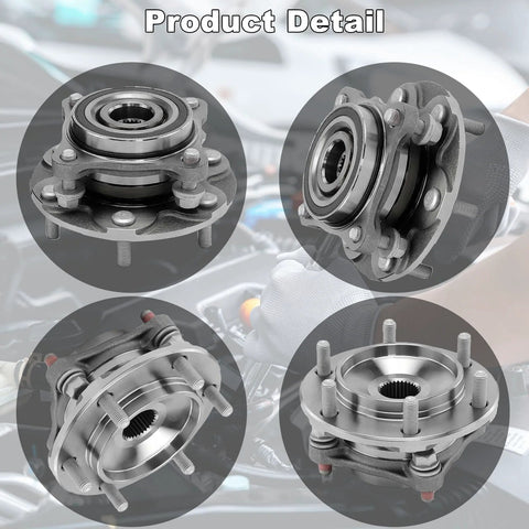 Beefy Front Wheel Hub And Bearing Assembly Pair For 4WD SUVs Fits 2003-2021 Toyota 4Runner, close-up of parts in engine