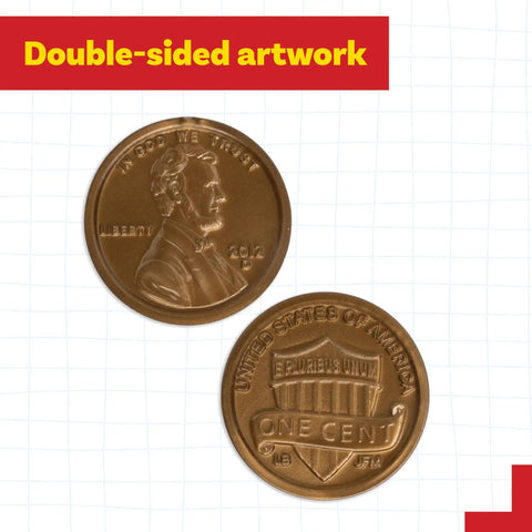 Play Pennies Set Of 100 Plastic Coins Realistic US Currency showing both sides with Abe Lincoln and one cent design