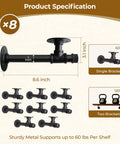 Dope Industrial Black Iron Wall Mount Pipe Shelving Bracket Rustic Decor For Eight To Sixteen Inches Wood Floating Shelves With All Accessories Included Eight Pack Easy DIY Install For Any Home