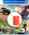 Flexible Gas Can Spout Replacement Kit for multiple scenarios including car, motorcycle, boat, and machine refueling