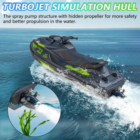 High Speed RC Boat For Kids And Adults With Jet Pump Propulsion 20 KMH Shallow V Hull Hidden Propeller ABS Hull Pool And Lake Play Safe Easy Turns Realistic Water Fun Outdoor Play And Drift Ready on water with turbojet simulation hull