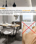 Warning notice about using Vintage Edison Style LED Filament Bulbs 60W Equivalent 4000K Daylight White in a non-dimmable setting.