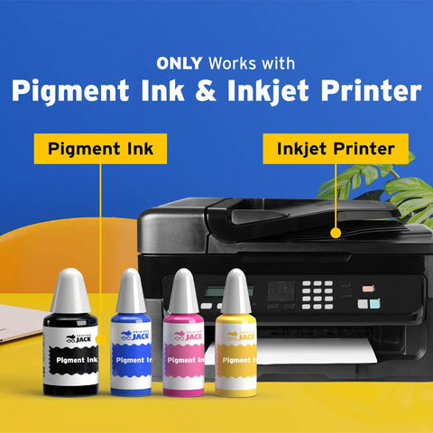 Dark Fabric Iron On Heat Transfer Paper For Inkjet Printers 20 Sheets 8.3 By 11.7 Inches with inkjet printer and pigment ink bottles