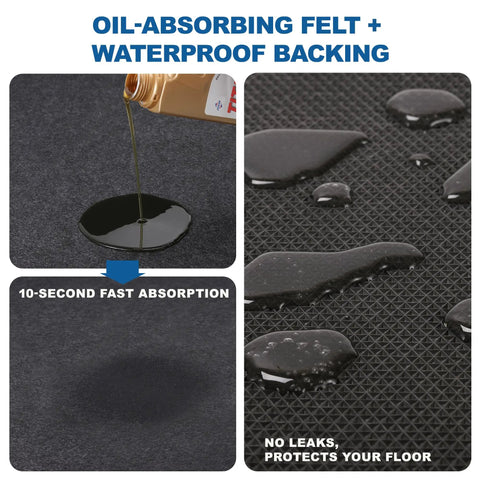 Garage Oil Spill Mat 36 By 59 Inches Dual Layer Absorbent Felt Top With Rubber Backing Waterproof Non Slip Reusable Maintenance Pad