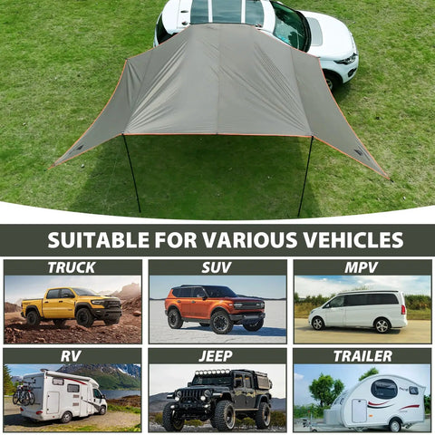Oversize Car Side Camping Awning 11 By 19 Feet For SUV Truck Van Or Camper Waterproof Outdoor Sun Shade Canopy Tarp Durable Gear