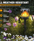 All weather resistant solar tiki torches with flickering flame outdoor solar lights waterproof auto on off solar powered